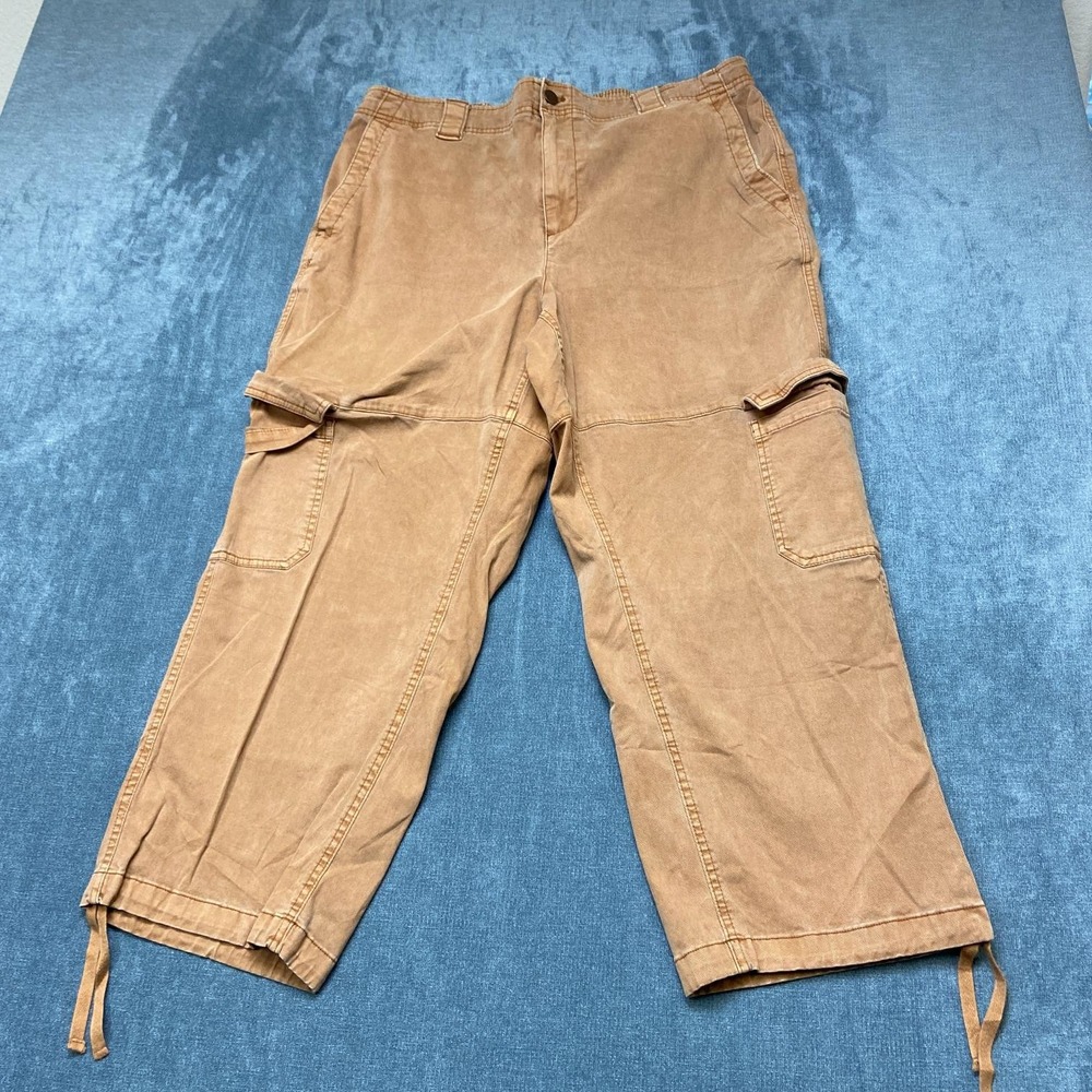 Old Navy Cargo Pants Mens XL Beige Drawstring Hem High Rise Hiking Outdoor